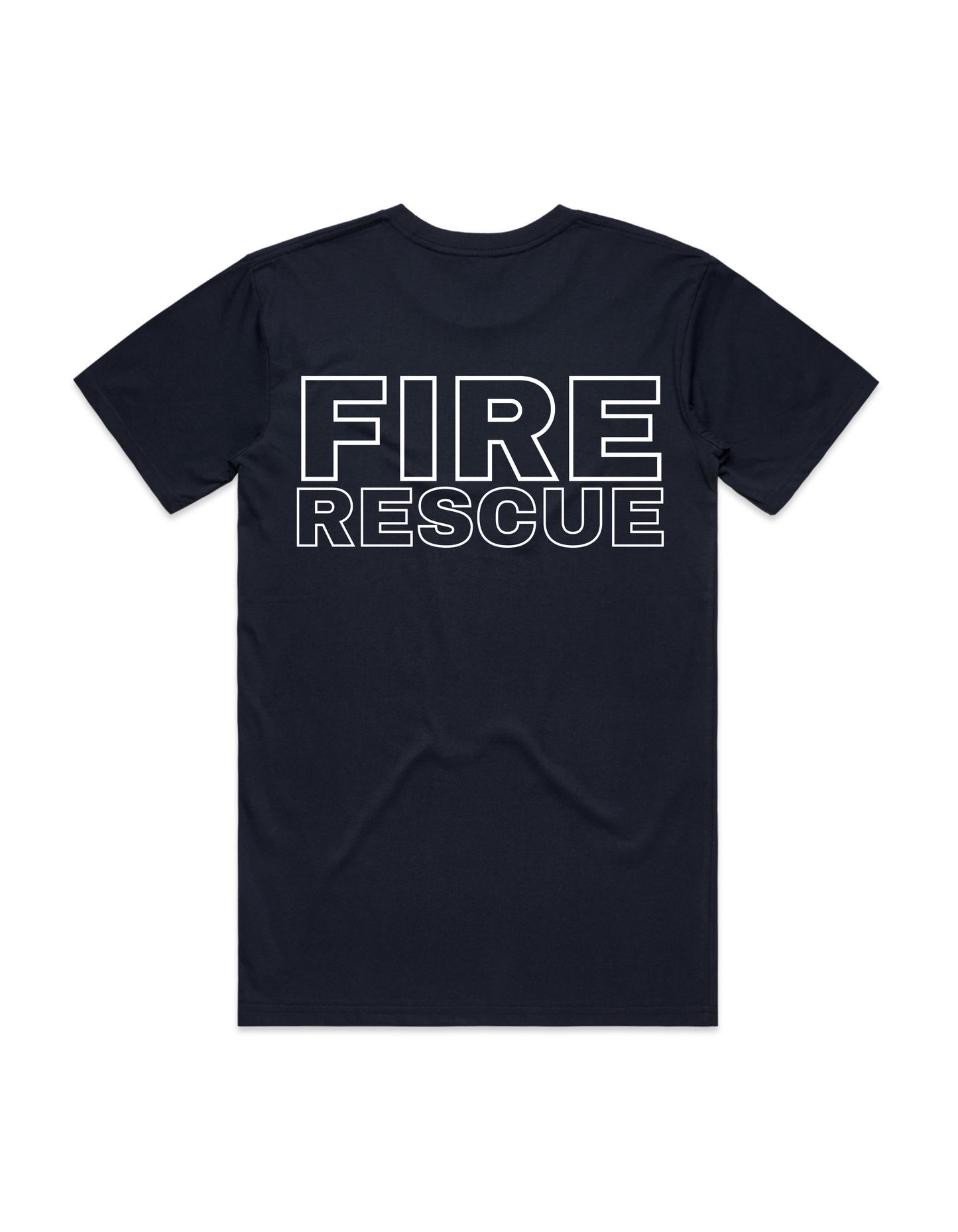 Womens Navy Tee Shirt With CFA Emblem To Pocket & Fire Rescue To Back