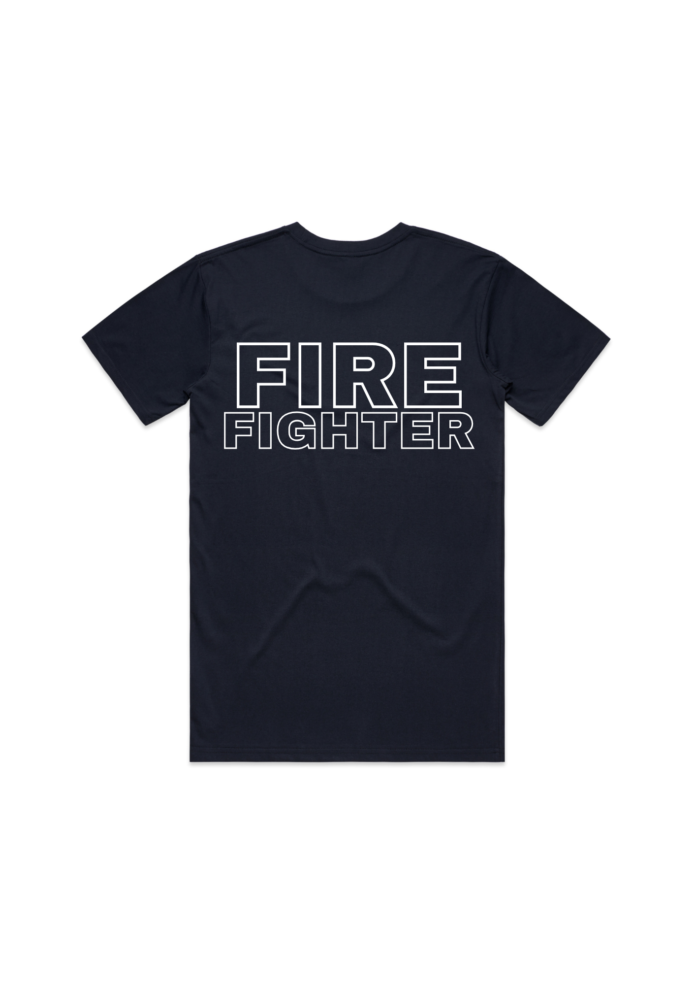 Men’s Navy Fire Fighter Tee – Pocket Print and Bold Back Design