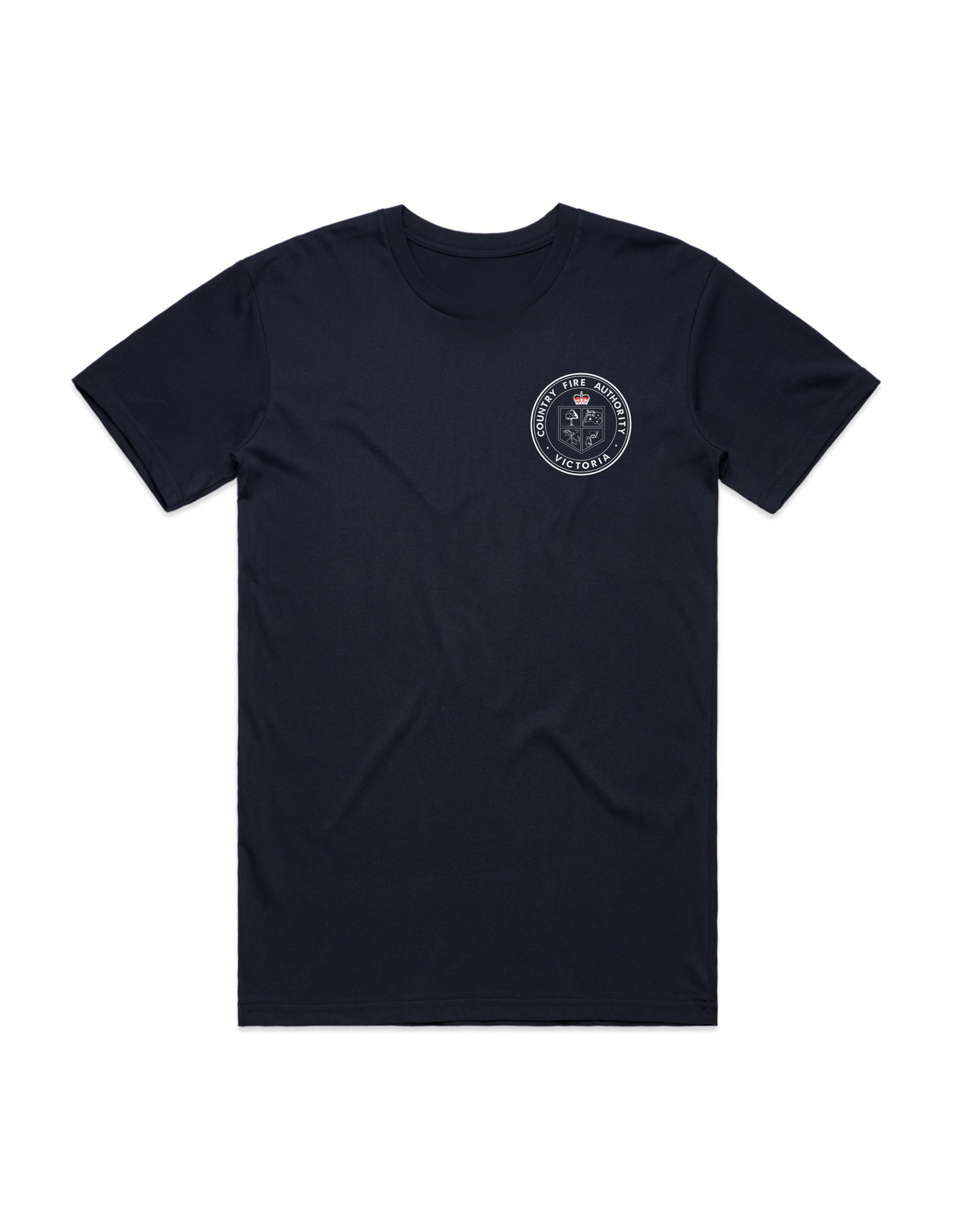 Womens Navy Tee Shirt With CFA Emblem To Pocket & Fire Rescue To Back