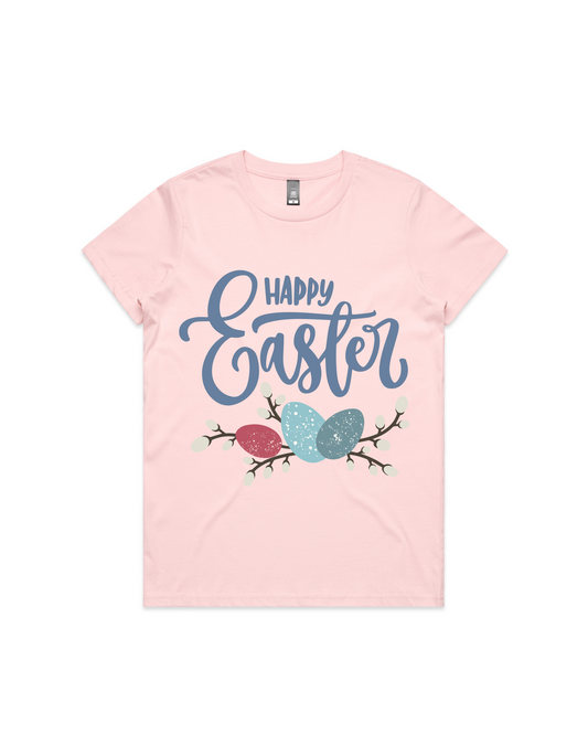 Women's Easter Tee - Happy Easter Hearts