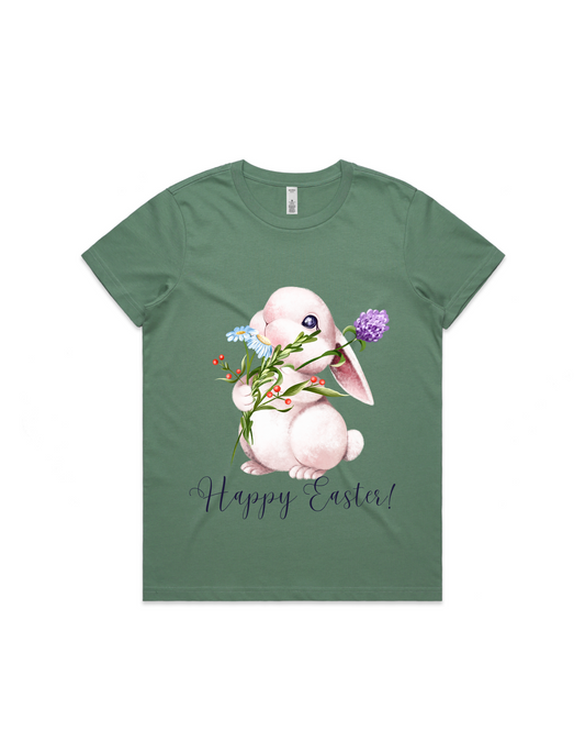 Women's Easter Tee - Easter Bunny Flower