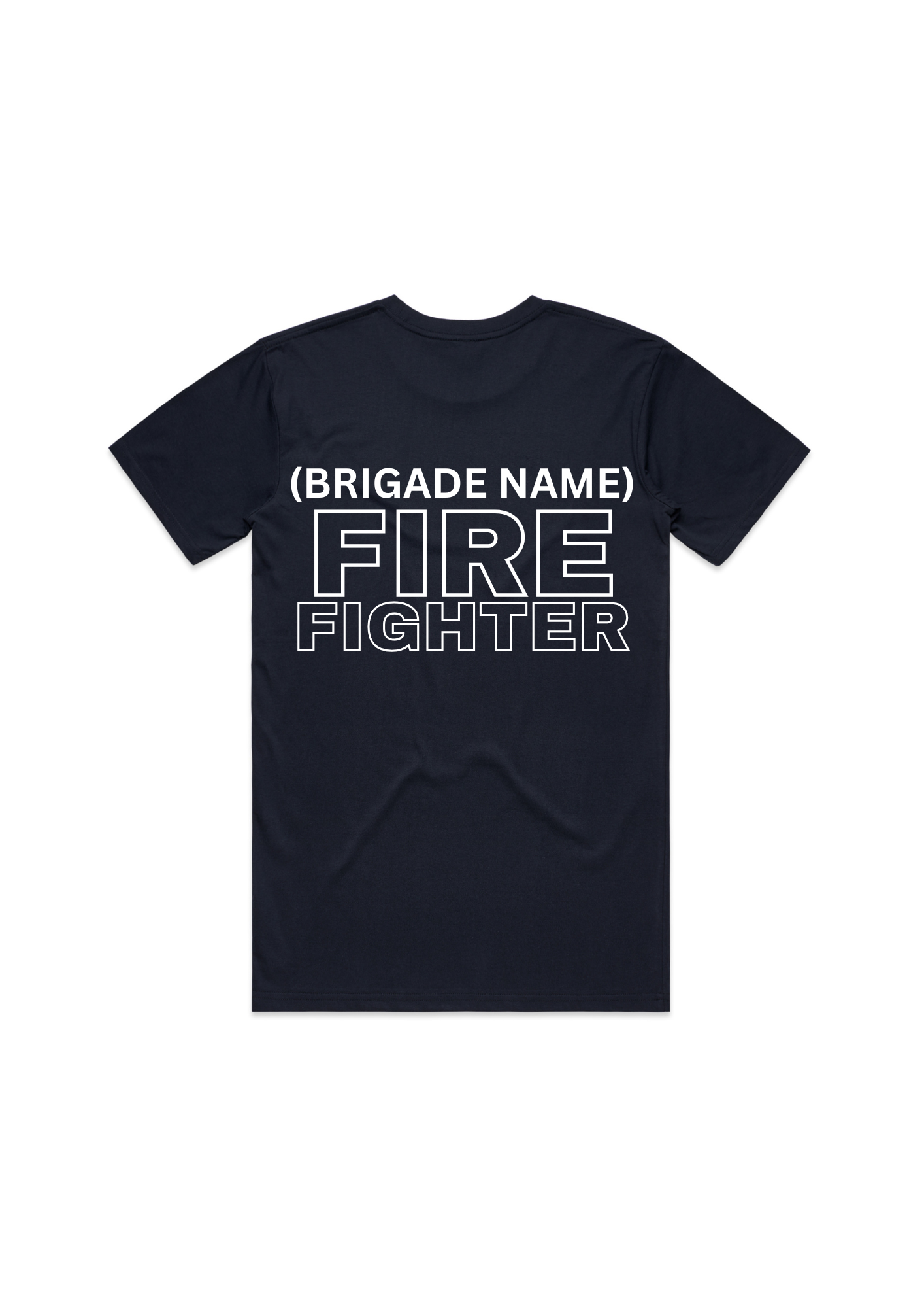 Men’s Navy Fire Fighter Tee – Pocket Print and Bold Back Design