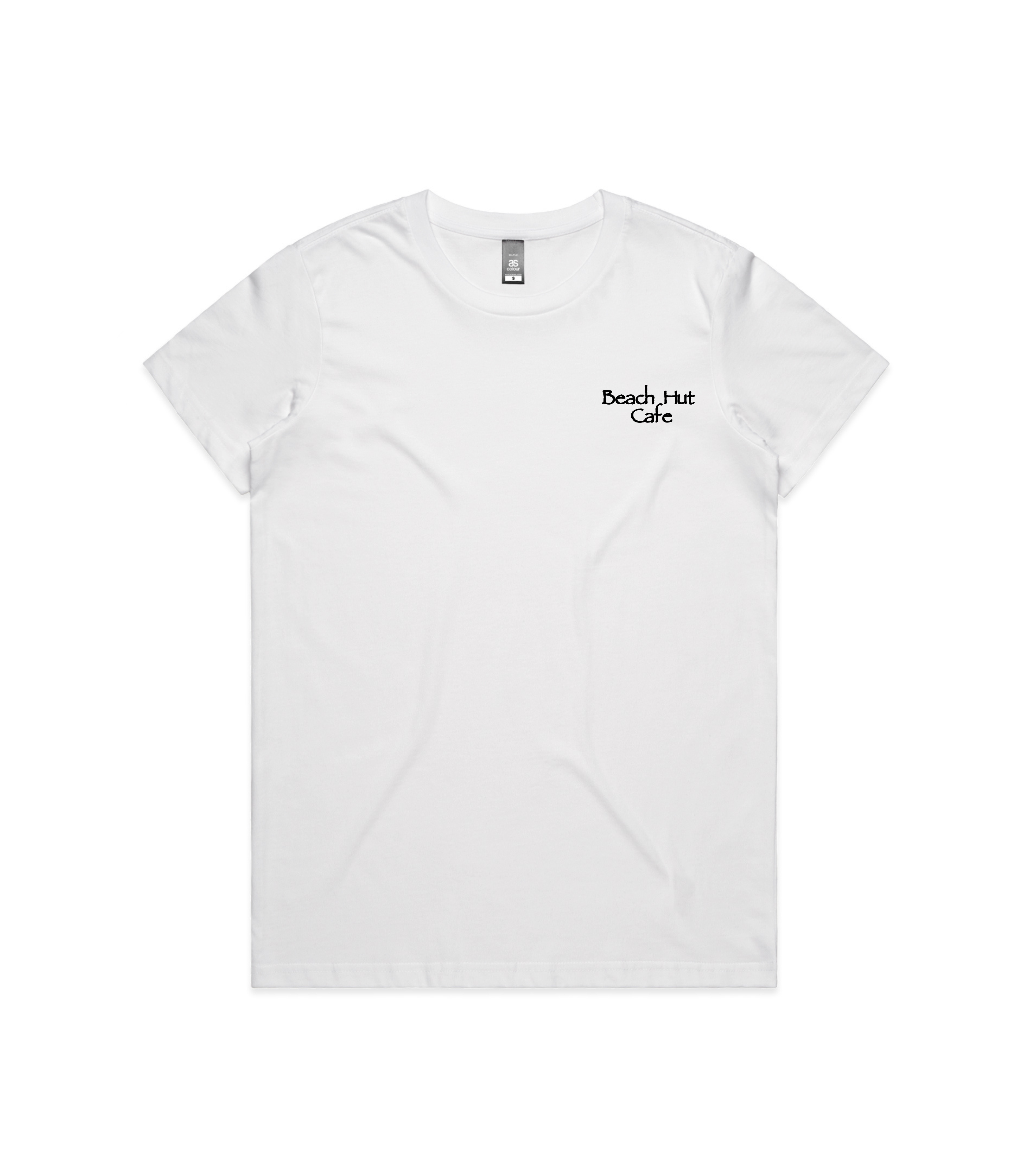 Custom Order 'Beach Hut' Womens Maple Tee Shirt Double Sided Print