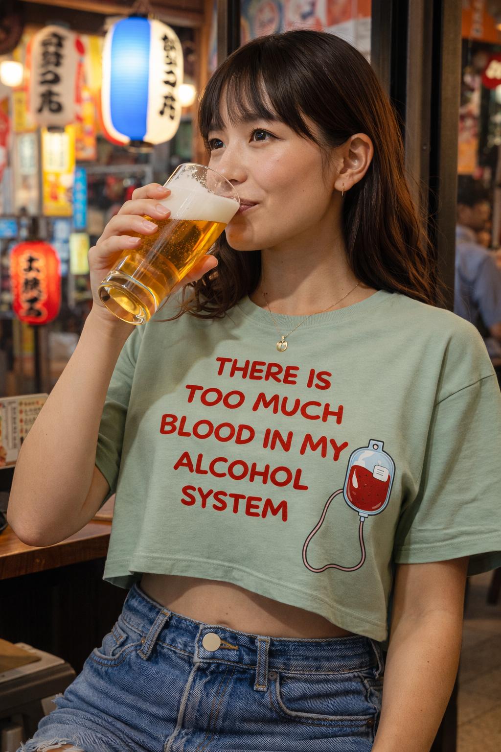There’s Too Much Blood in My Alcohol System – Women’s Graphic Crop Top