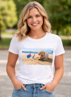Australia Day Women’s Tee – Dog with Flags