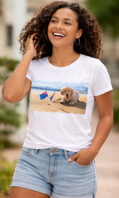 Australia Day Women’s Tee – Dog with Flags